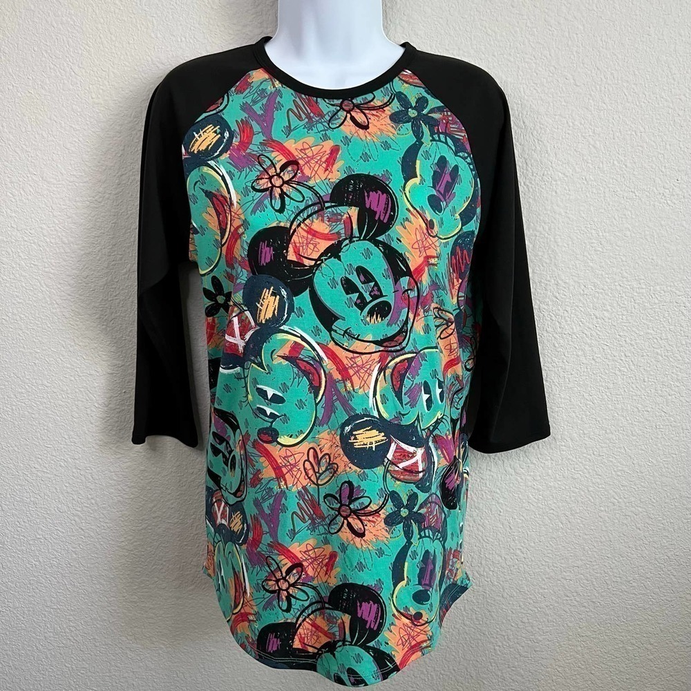 LULAROE Randy Top Disney Minnie Mouse 3/4 Sleeve Baseball Tee Women's Small